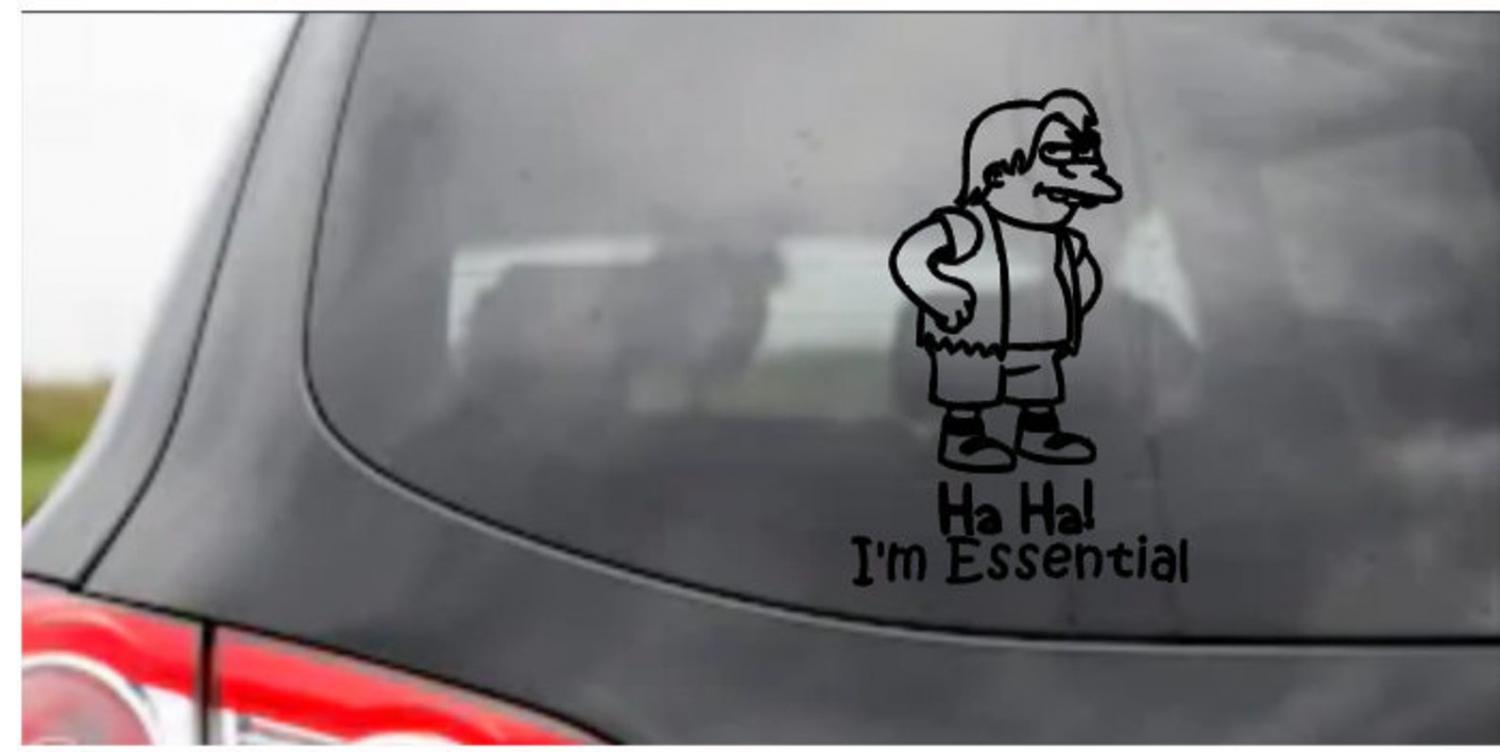 Nelson Haha I'm Essential Car Decal Sticker - Simpsons i'm essential