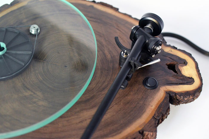 Record Player Made From a Tree Trunk