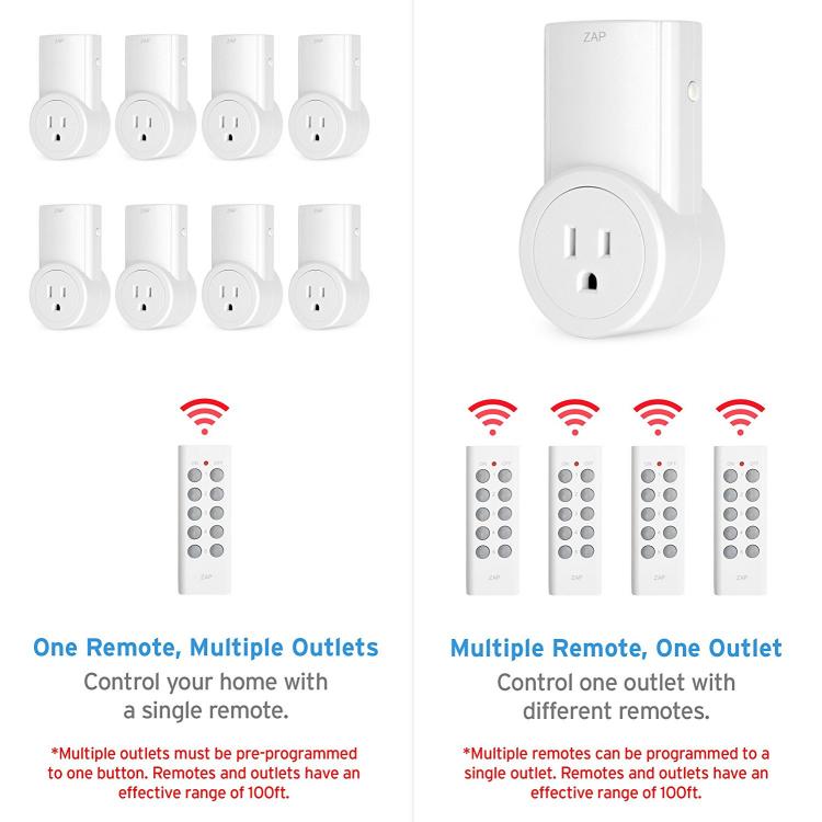 Etekcity Indoor Wireless Remote Control for Outlet Light Switches 5-Channel  White