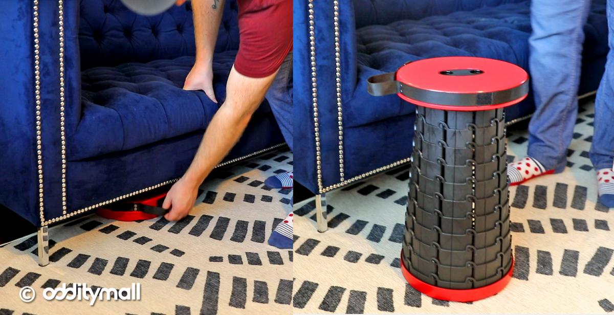 This Incredible Retractable Stool Collapses Down To Just 2.5 Inches