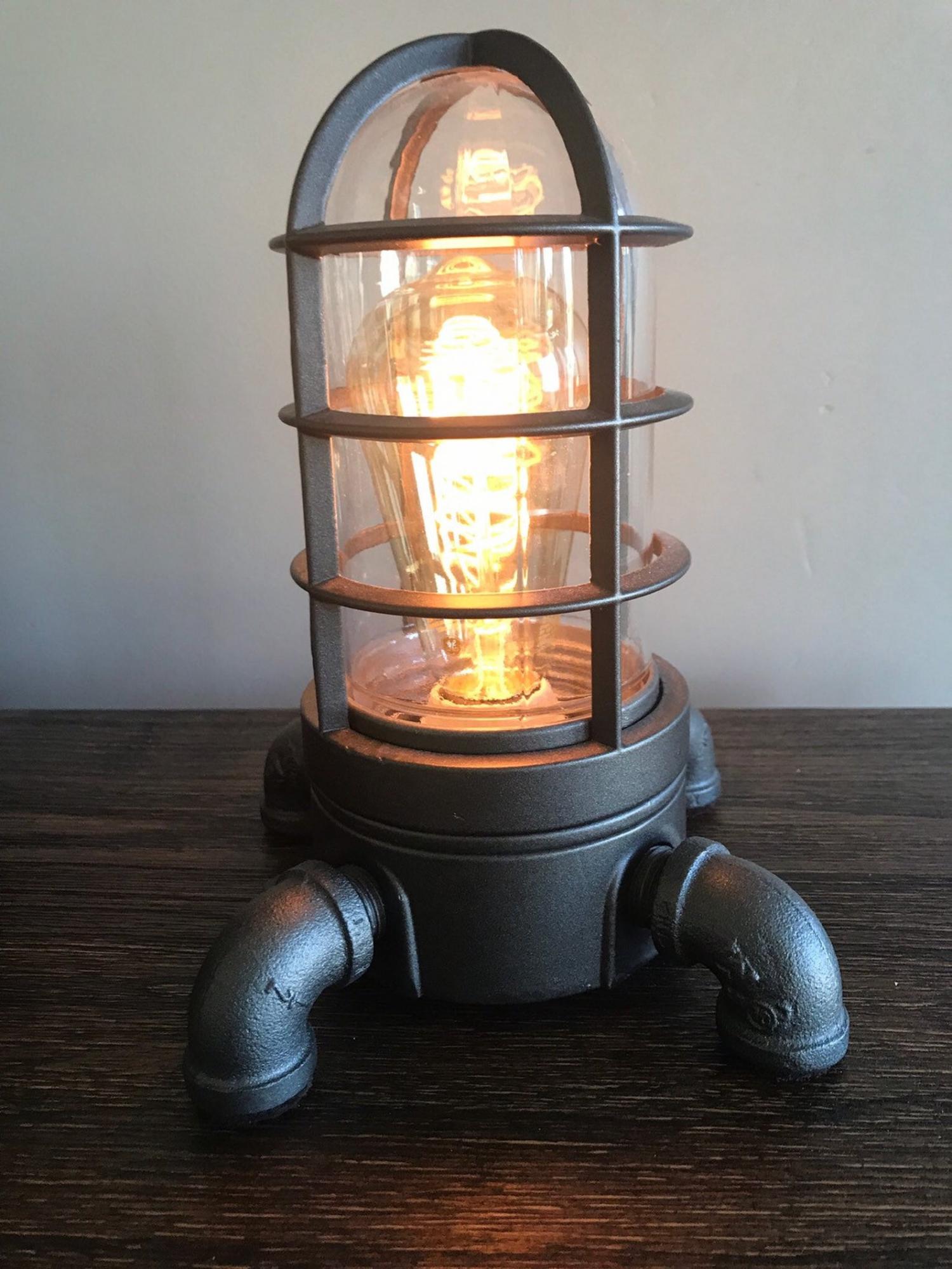 Retro Rocketship Desk Lamp Made From Pipes