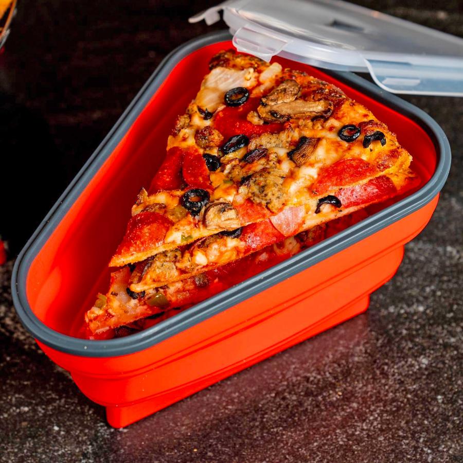 This collapsible pizza pack container is a genius way to store multiple  slices