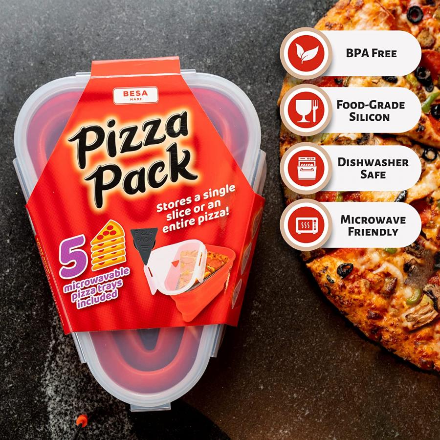 This collapsible pizza pack container is a genius way to store multiple  slices