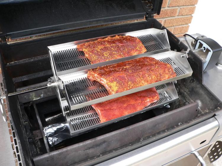 BBQGuys Universal Rotating Grill Rotisserie Rib Trays (4), 56% OFF