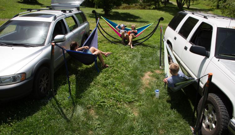 Roadie Hammock - Hammock Uses Car's Weight To Hold Up Hammock - Eagle's Nest Outfitters Car Hammock