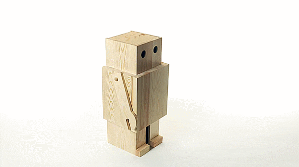 Robox Wooden Robot Wine Holder - GIF