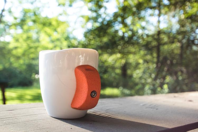 Rock Climbing Mug - Coffee Mug Made With Climbing Hold For Handle