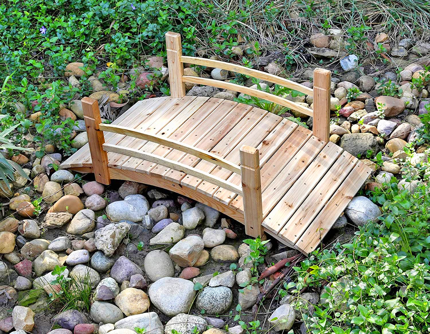 Wooden bridge for roll-out wooden pathway