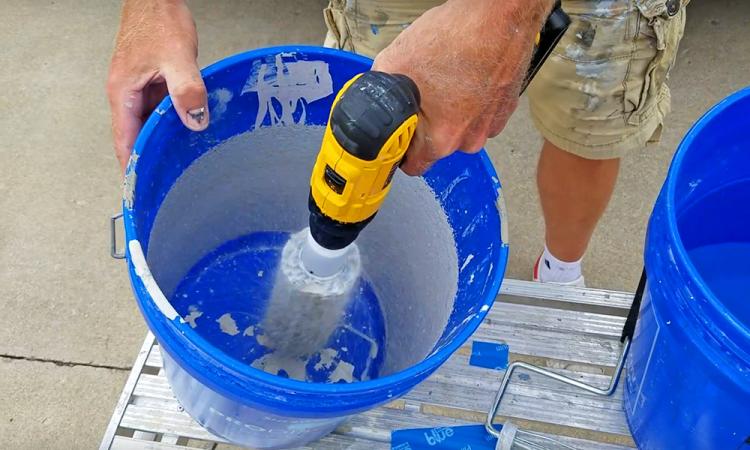 Roller Ready Paint Roller Cleaner cleans dirty paint rollers in seconds using a cordless drill - Drill bit paint roller cleaner