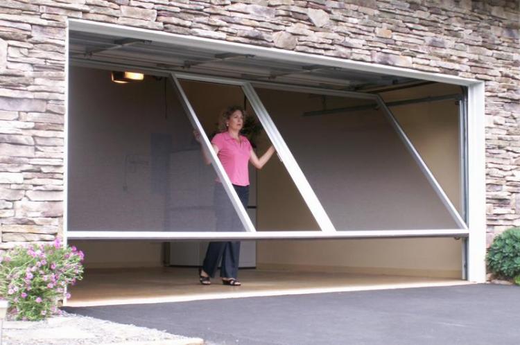 Rolling Mosquito Screen Attaches To Your Garage Door Track - Lifestyle screens garage door bug screen with sliding door