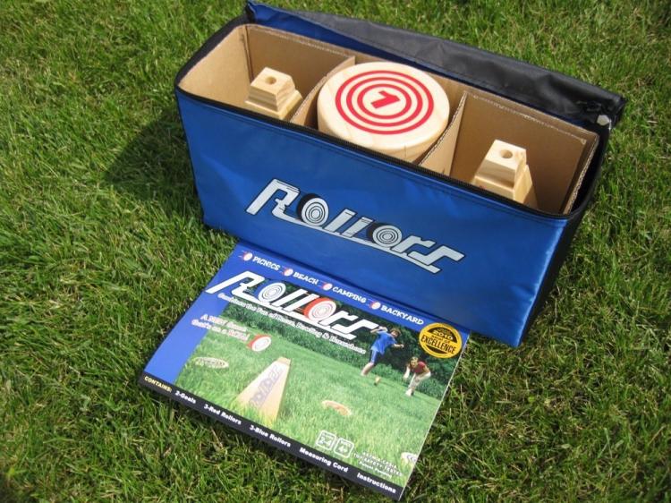 Rollors Outdoor Yard Game All Wood Backyard Game Combining Horseshoes,  Bocce Ball & Bowling 