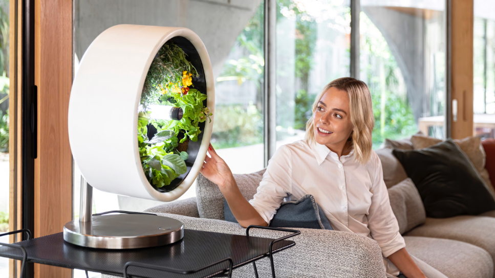 Rotating NASA-Inspired Indoor Garden Provides Full Garden In Just 1.7 Feet - Rotofarm modern futuristic cylinder garden