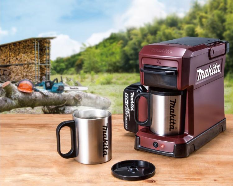 Makita Ultra-rugged  portable job site coffee maker is powered by power tool batteries - Construction site coffee maker