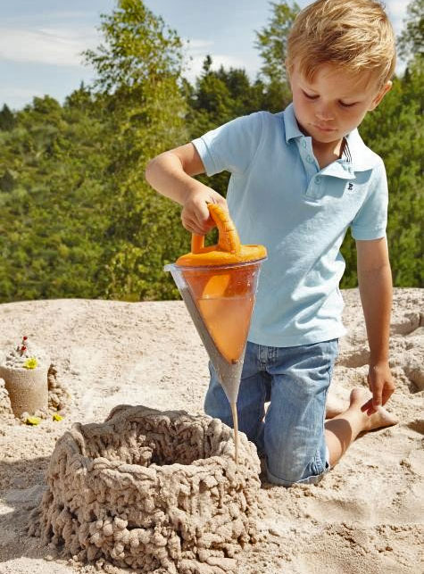 Sand Funnel Mixes Water and Sand