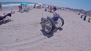 SandRoller - Giant Wheeled Beach Sand Wheelchair - GIF