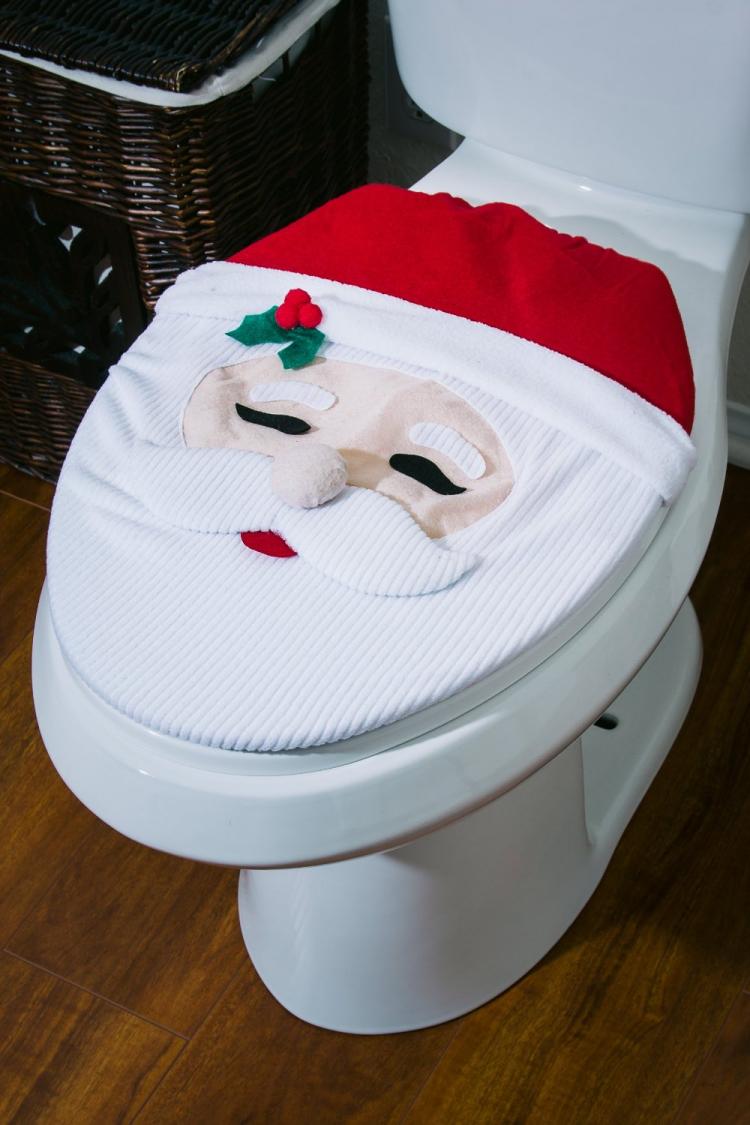 Santa Toilet Seat Cover - Funny Santa Toilet Decorations