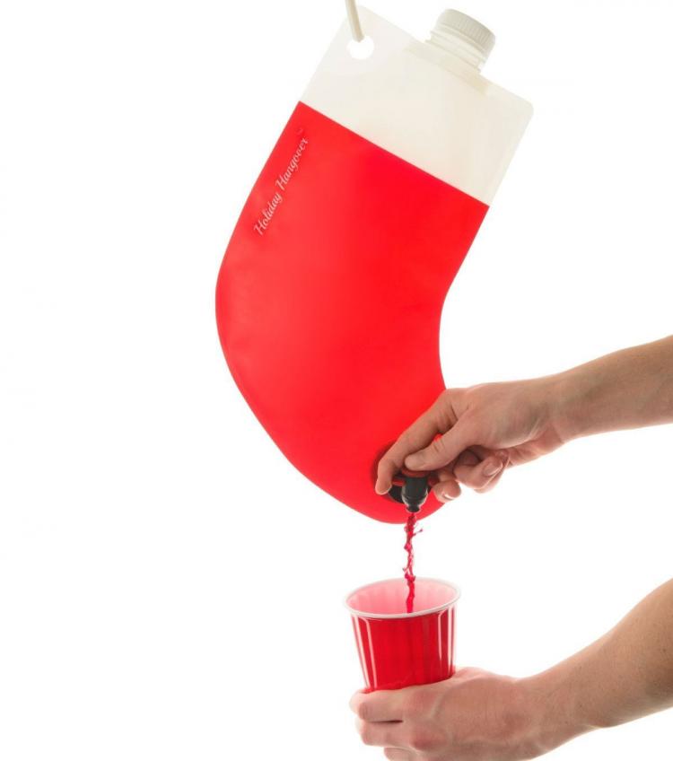 4 Pieces Christmas Stocking Flask Party Drinking Water Container Bag  Christmas Tree Holiday Stocking Wine Dispenser Bag Elf Boots Santa Drink  Beverage