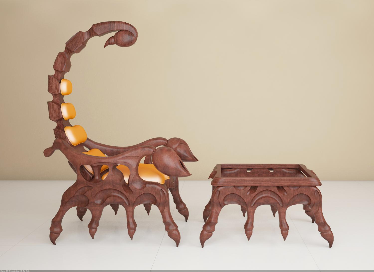 Резное кресло Скорпион Scorpion Carved Wooden Chair Art Dzoz Vladyslav