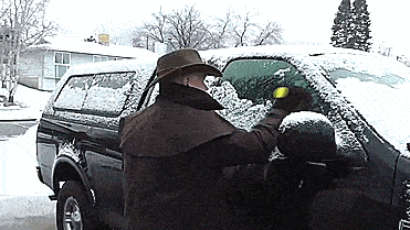 Scrape-a-Round Cone shaped windshield ice scraper and snow remover - Ice scraper doubles as funnel