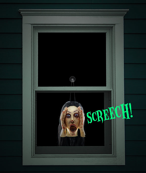 Screaming Banshee - Scary Peeper Screaming Head - Screaming Figure Window Sensor Halloween Decoration Prank Toy