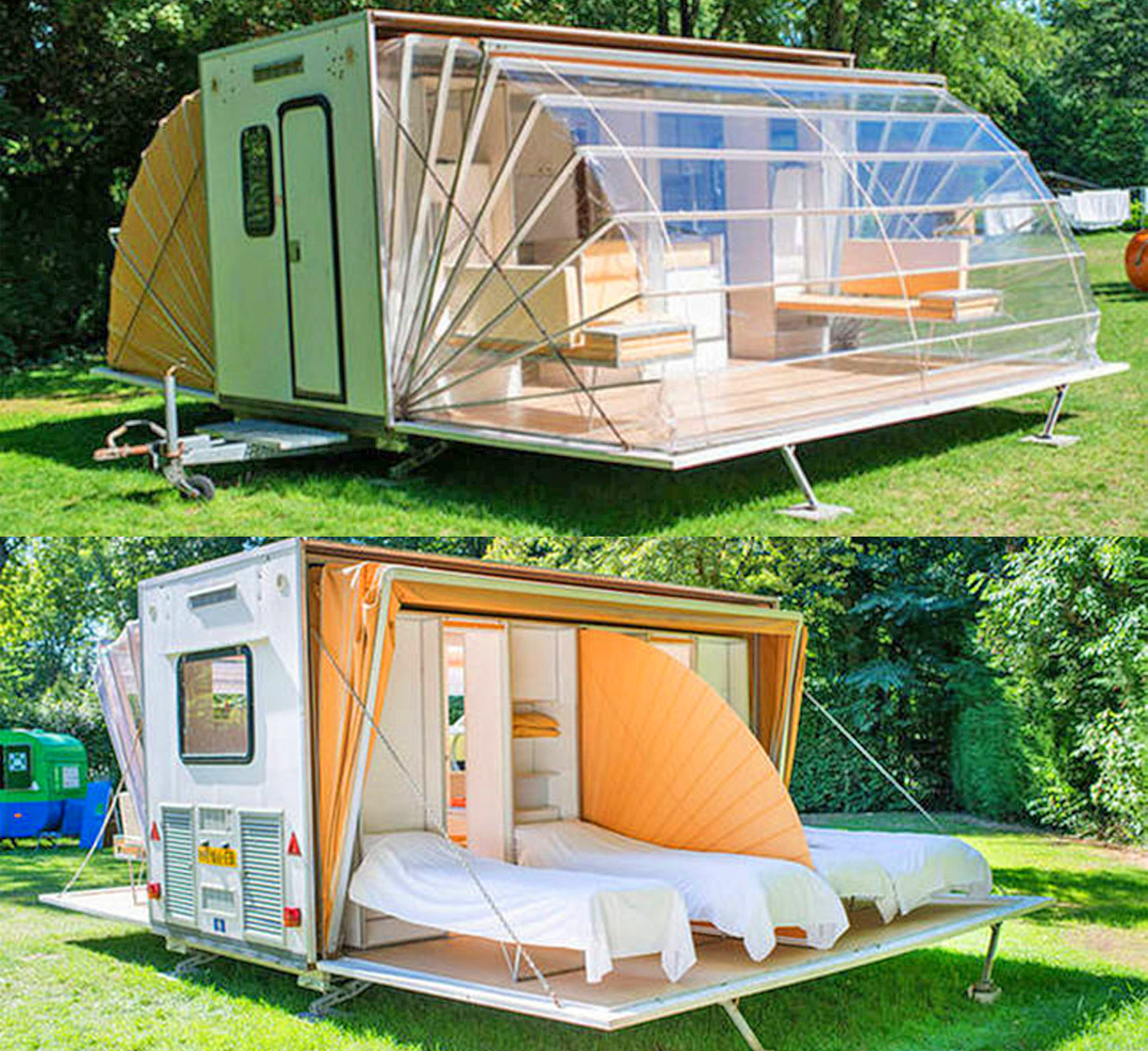 Folding Camping Trailer Expands To Triple Its Size With Fold-Out Awnings