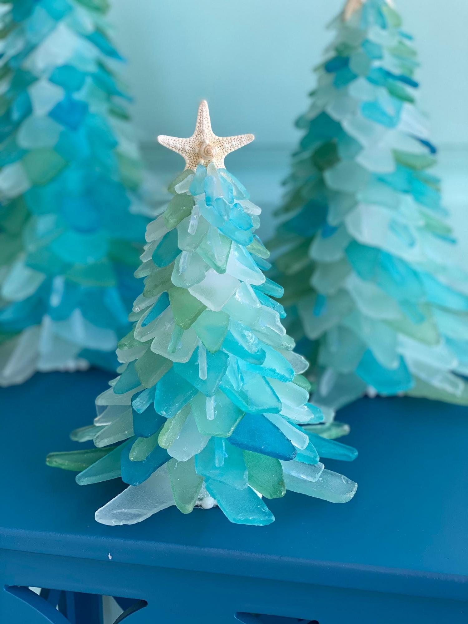 Sea Glass Christmas Trees - Tropical design sea glass Christmas tree decor