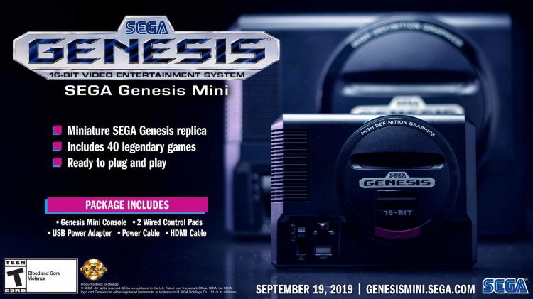 Sega Genesis Mini - Sega classic console with 40 pre-loaded games