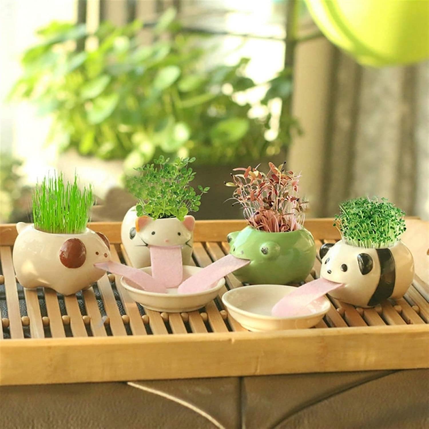 Cute Ceramic Animals That Drink From Straws When the Plants on Their Backs  Get Thirsty