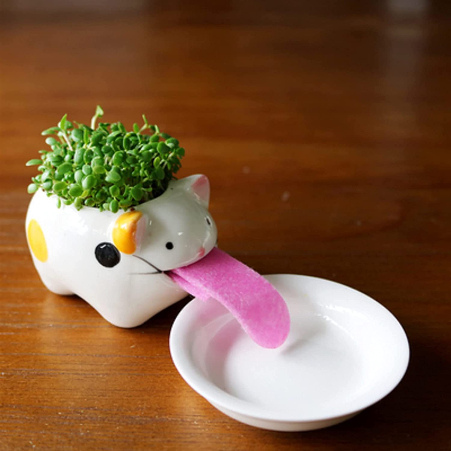 Cute Ceramic Animals That Drink From Straws When the Plants on Their Backs  Get Thirsty