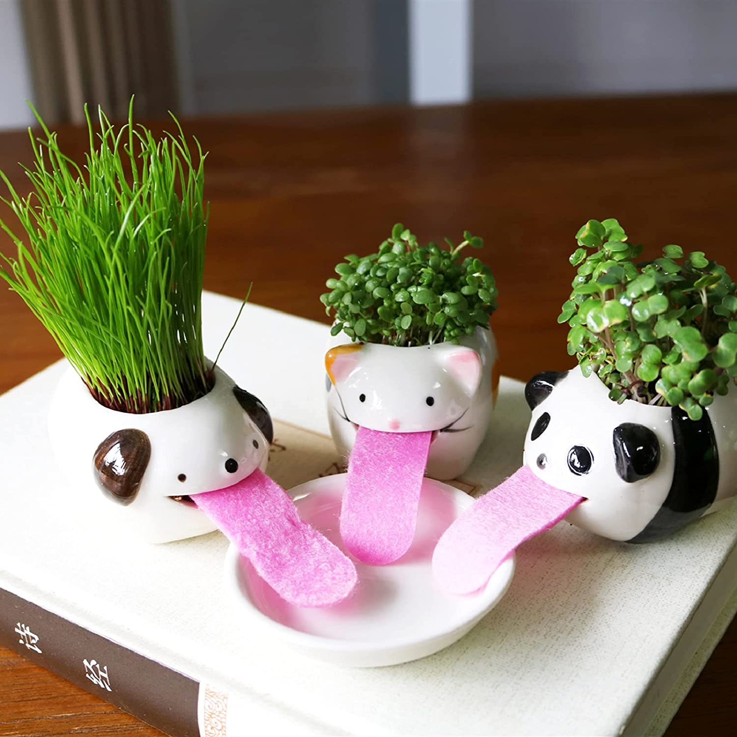 Cute Ceramic Animals That Drink From Straws When the Plants on Their Backs  Get Thirsty