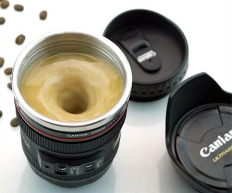 Self-Stirring Camera Lens Coffee Mug - Electronic Stirring Camera Lens Mug