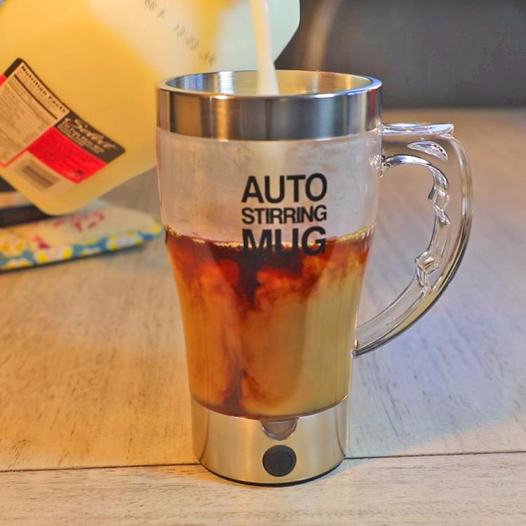 Self-stirring travel coffee mug - Clear auto mixing travel mug