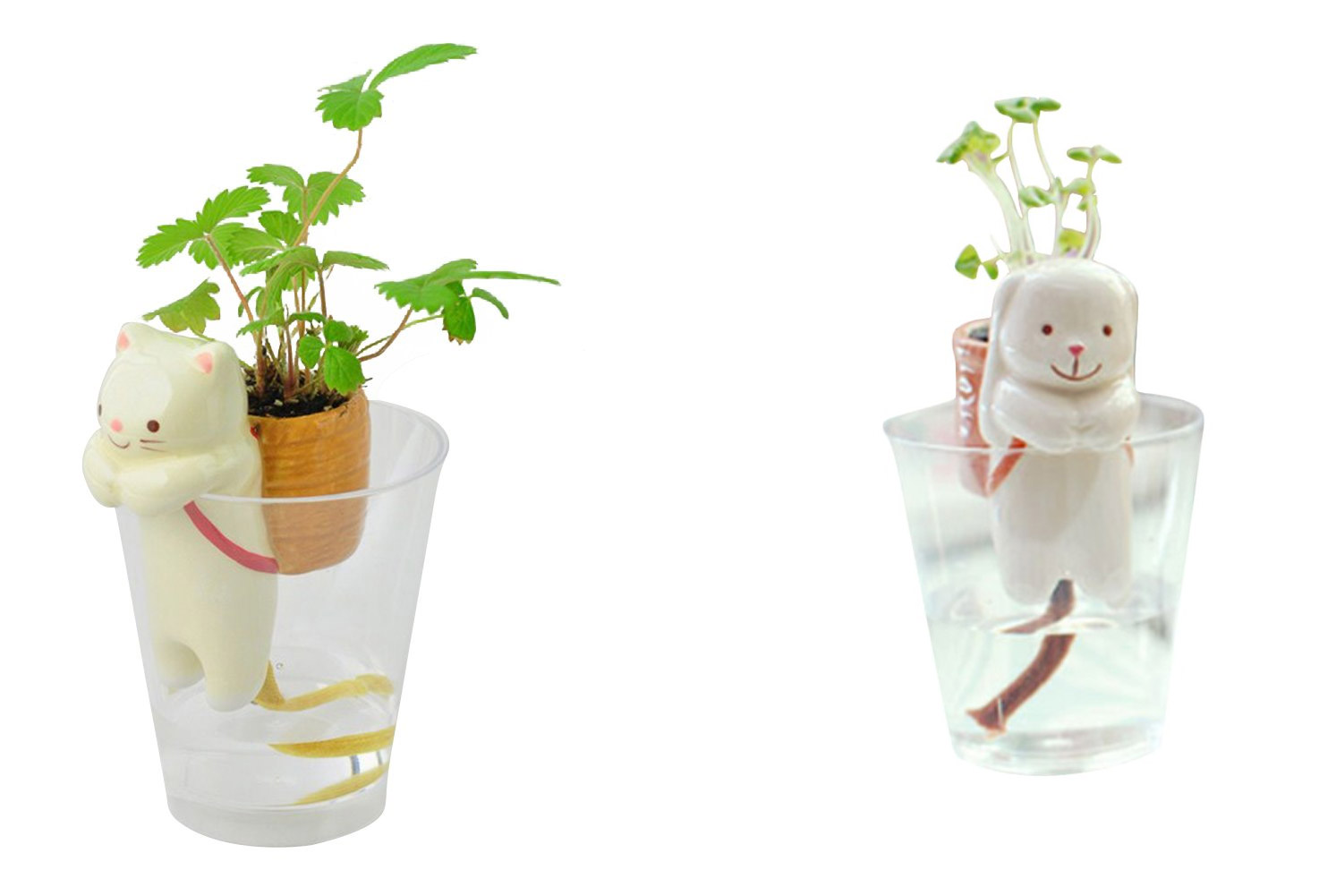 super cute auto-watering little animals with plants on their backs like backpacks - Self-watering backpack cat planter