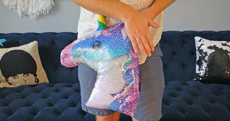 Unicorn sequin hot sale changing pillow