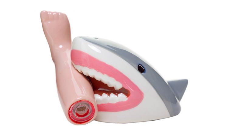 Shark Attack With Bloody Foot Salt and Pepper Set