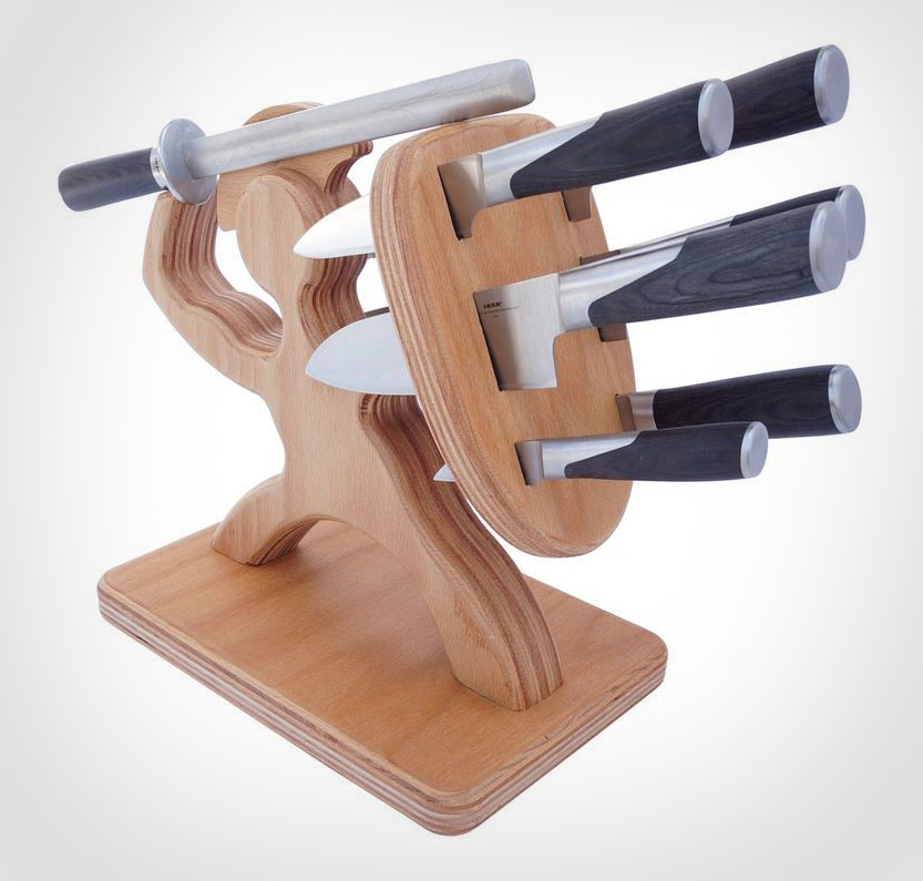 Sparta soldier knife block - Knives in shield knife set - creative and unique knife holders