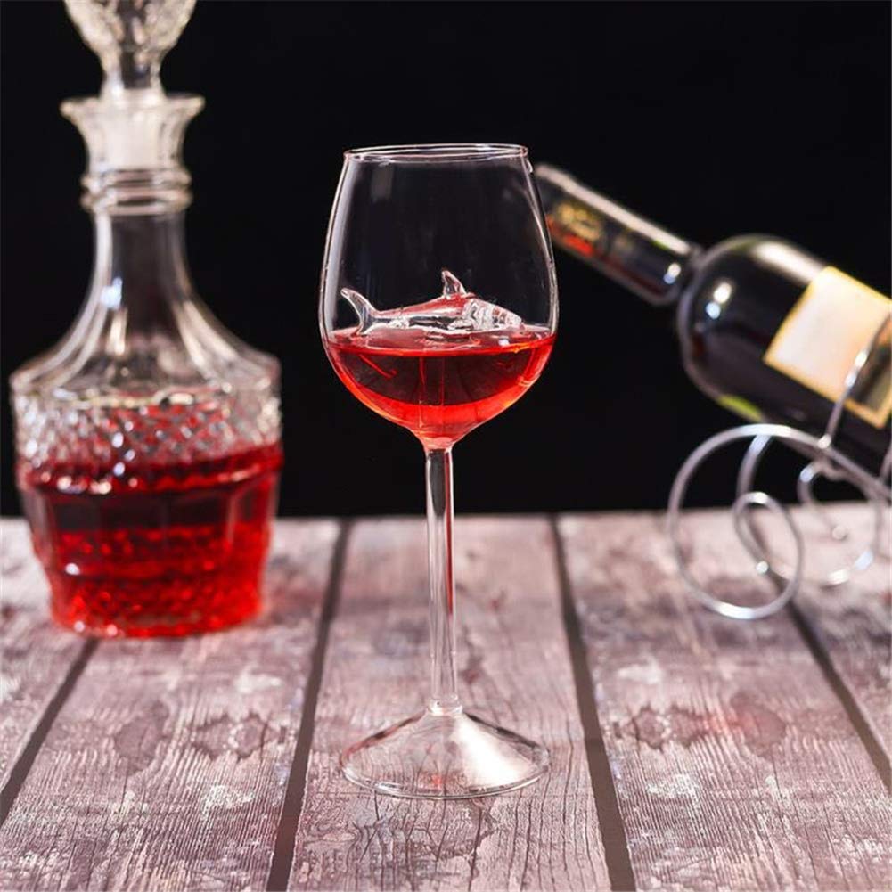 Creative Goblet Glass,High-end Flutes Glass Perfect for Homes/Bars/Party Red Wine Glasses Red Wine Glasses with Shark Inside Goblet Glass Lead-Free Clear Glass for Adults Crystal Wine Glasses