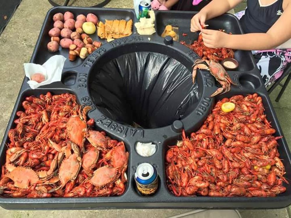 Crawfish or Lobster Table That Connects To Garbage Can