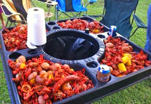 Crawfish or Lobster Table That Connects To Garbage Can