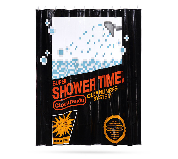 Pixelated Nintendo Cartridge Shower Curtain - Shower Time Shower Curtain