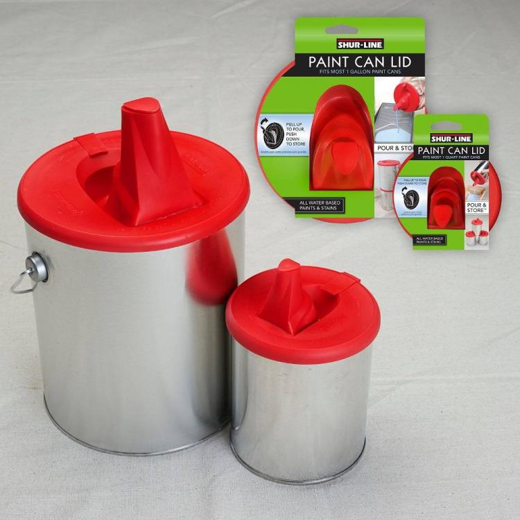 Red 1 Gallon Paint Can LID With Store & Silicone Pour Spout Sure