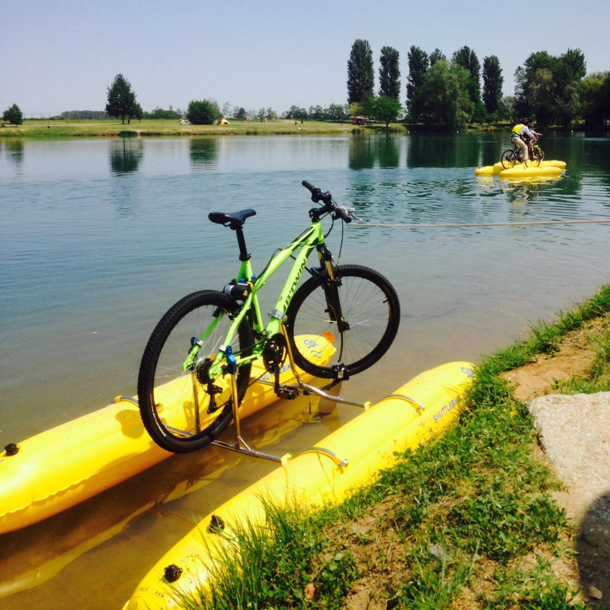 bicycle floating on water