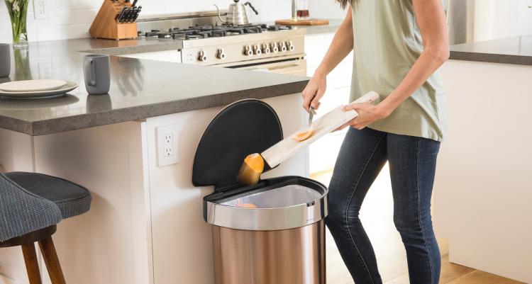 Simplehuman Modern Trash Can Has Auto-Opening Sensor and Holds Extra Bags  Inside Of It
