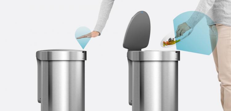 Simplehuman Modern Trash Can Has Auto-Opening Sensor and Holds Extra Bags  Inside Of It