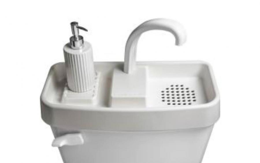 White Plastic Toilet Sink – 15.25” – 20.” Surface Mount Utility Toilet Tank  Sink Cover w/Built-In Faucet & Sink for Handwashing & Flushing - Apartment  Must Haves for Space & Water Conservation 