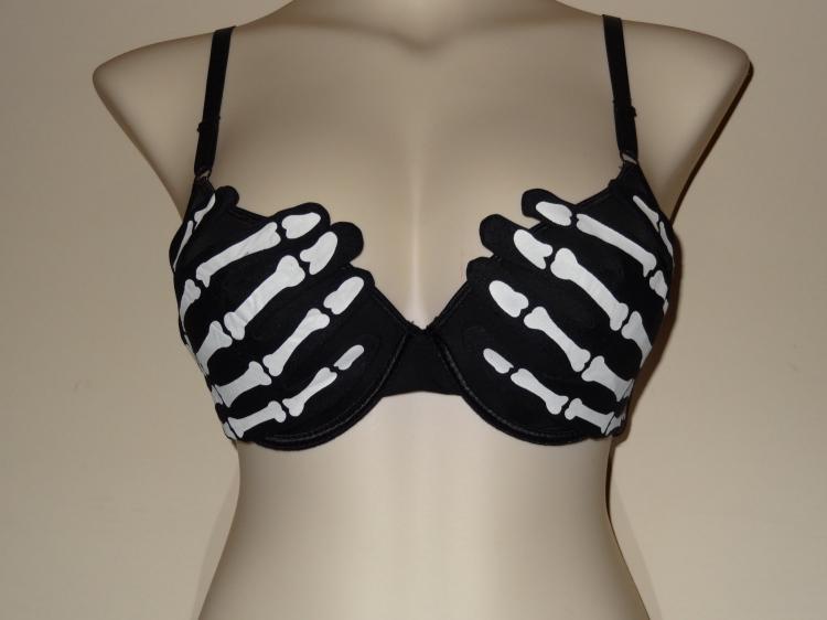 Skeleton Hand Print Boob Tube Halloween Party Costume Strapless Bandeau  Vest Bra