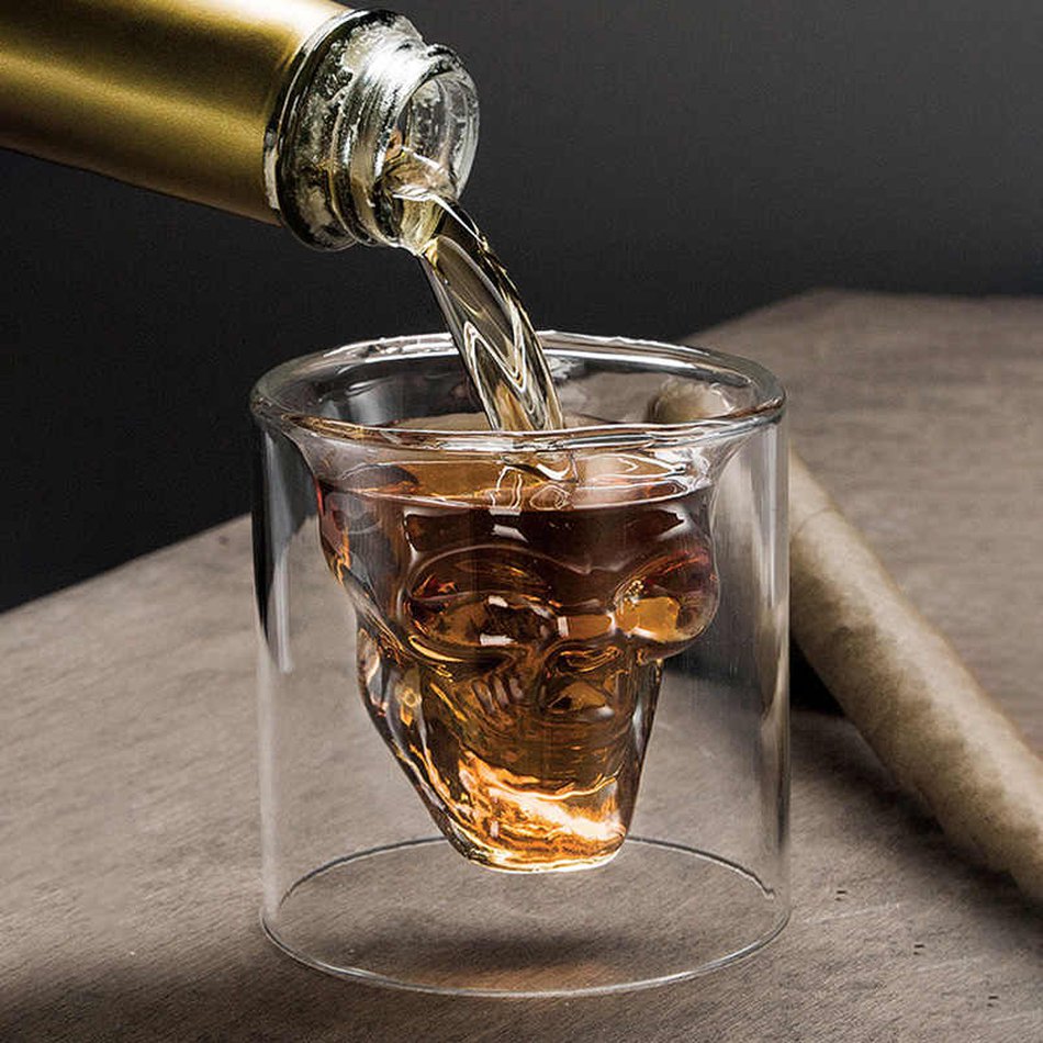 Skull Shaped Cocktail Glass For Halloween - Human Skull coffee glass