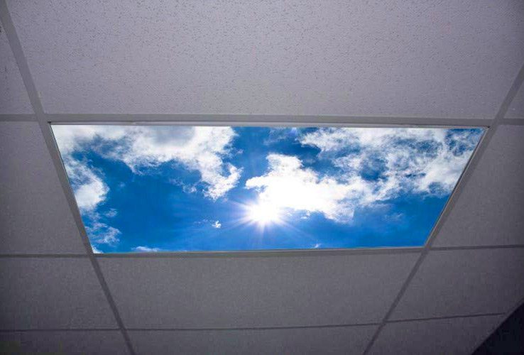 Sky Panel Light Fixture Cover - Bright blue sky office lights cover