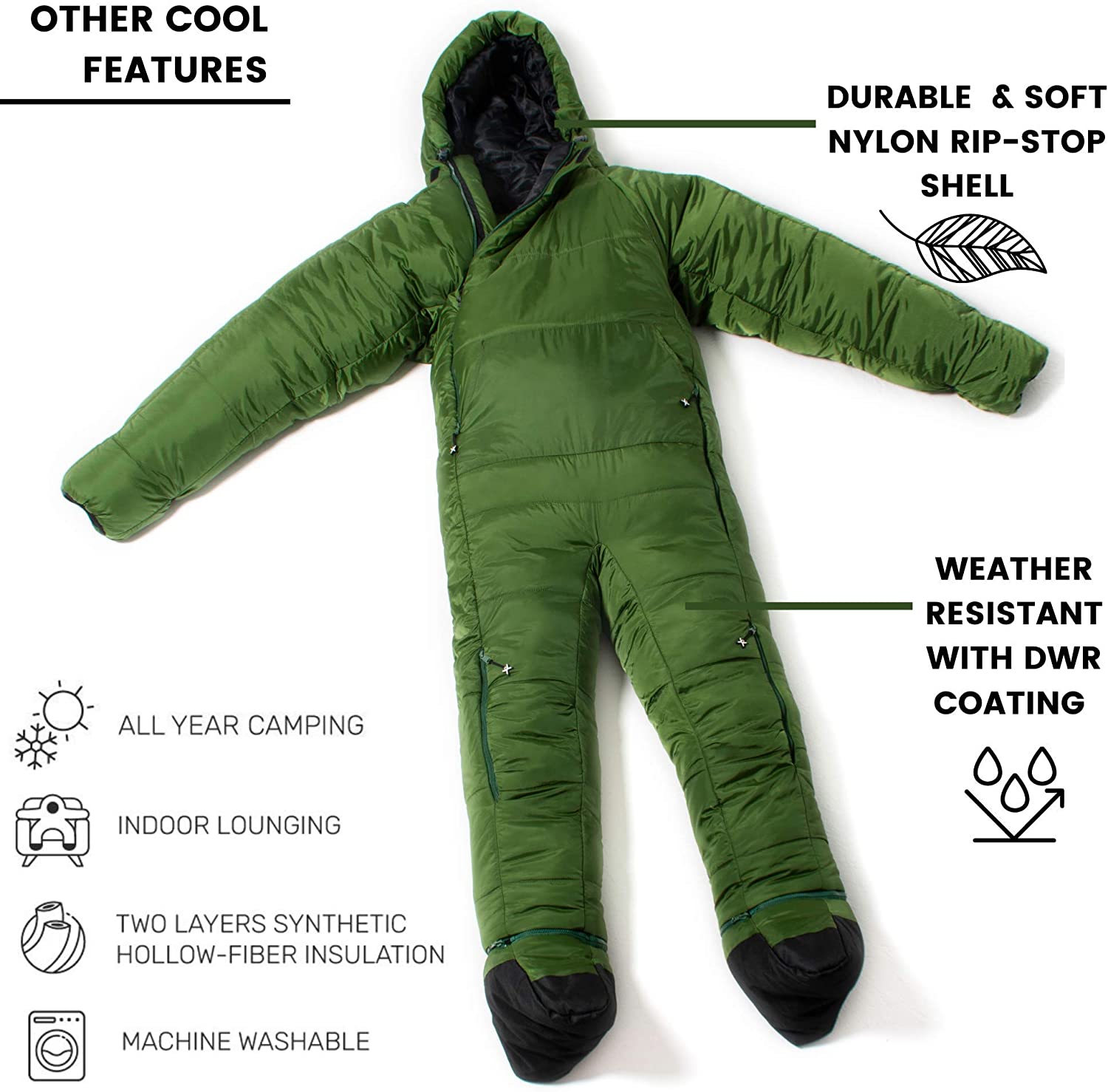 Sleeping Bag Suits - Wearable Sleeping Bags With Arms & Legs