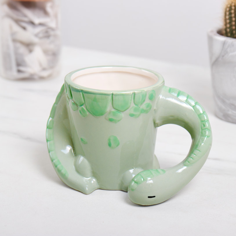 Sleeping Dino Mug - 3D Dinosaur shaped coffee mug